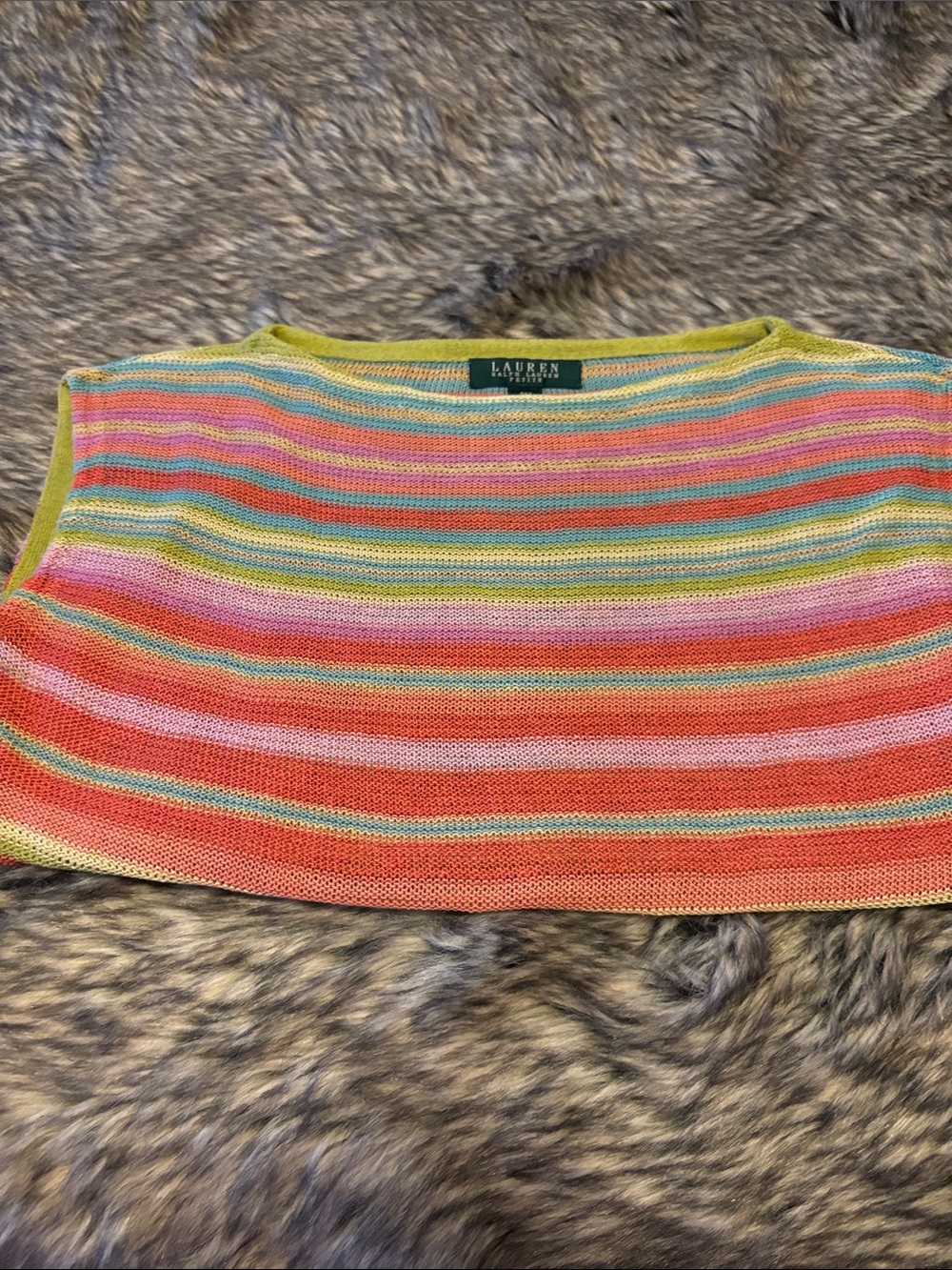 Lauren Ralph Lauren Multicolor Striped Knit Women’s Top - Pink/Coral/Green